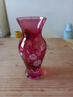 Buy Cranberry Crystal Glass Vase • 25£