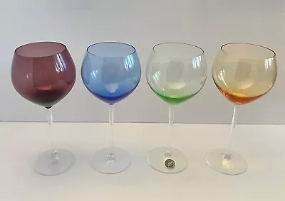 Buy Lenox Gems Multi Colors Balloon 4 Crystal Wine Glasses 9  Stemmed ALL PRISTINE • 46.03£