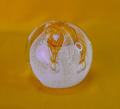 Buy Vintage CIIG Caithness Scottish Collectible Glass Paperweight Orange And White • 0.99£