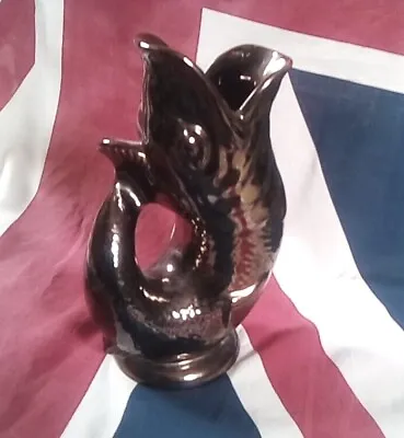 Buy Dartmouth Devon Pottery  Gluggle   Fish Jug  Vase Vintage 22 Cm BRONZED • 55£