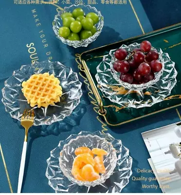 Buy 12pc Glass Bowl Set Crystal Clear Dessert Serving Bowls With Saucer Fruit Salad • 17.75£