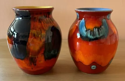 Buy Two Poole Pottery England Vases Volcano And Gemstones Design 16cm • 29£