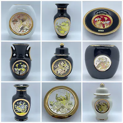 Buy The Art Of Chokin Japanese Ceramic Gold Black White Vase Urn Trinket Dish Pot • 7.99£
