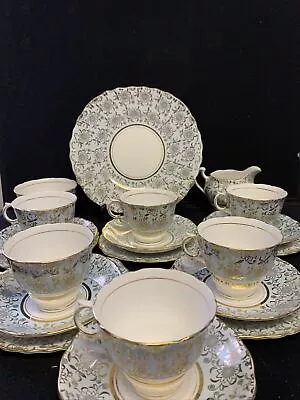Buy Colclough 7420 Six Person China Tea Set - Minus One Side Plate And Teapot. • 25£