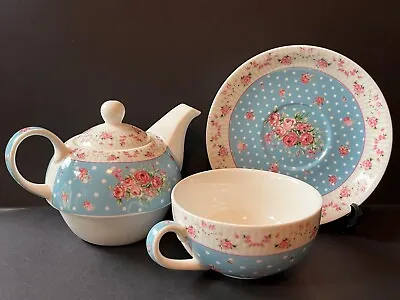 Buy Vintage Rose Flower Bone China Tea For One Set Teapot Cup Saucer  • 16£