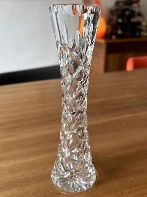 Buy Vintage Bohemia Crystal Cut Glass Bud Vase 18cm High • 2.99£