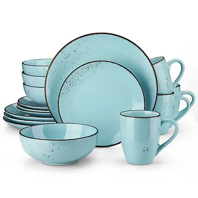 Buy Vancasso NAVIA-3 Dinner Set Light Blue Stoneware Tableware Plates Bowl Mug Set • 139.99£