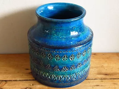 Buy Vintage Italian Art Pottery Bitossi Rimini Blue Vase 16cm • 95£