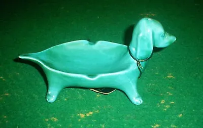 Buy Vintage Anglia Pottery Turquoise Dachshund / Sausage Dog Ashtray / Pin Dish • 10.99£