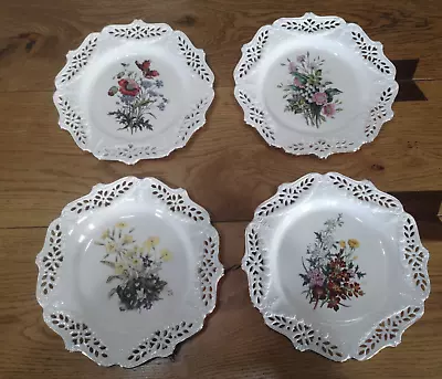 Buy Vintage Royal Creamware Set Of Four Limited Edition Floral Lace Plates • 48£