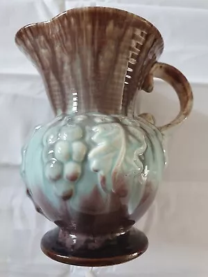 Buy Vintage Pottery Pitcher Vase Jug Blue Brown German Foreign Art Decor • 6.50£