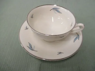 Buy Vintage Syracuse Fine China CELESTE Pattern Cup And Saucer Set White Blue Leaves • 8.36£