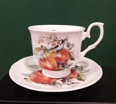 Buy Vintage Duchess Red Apple Blossom Teacup And Saucer England Fine Bone China • 21.23£