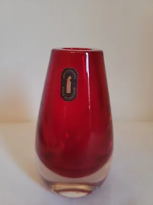 Buy Whitefriars Red Art Glass Bud Vase - 9657 - Labelled - 10cm • 19.99£