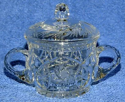 Buy Vintage Cut Glass Crystal Bowl With Lid & Handles • 13.50£