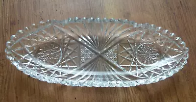 Buy Beautiful Vintage Heavy Cut Glass Oval Shallow Bowl Or Dish -  29.5cm Long • 9.50£