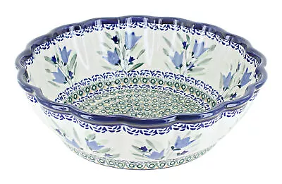 Buy Blue Rose Polish Pottery Blue Tulip Large Scallop Bowl • 132.14£