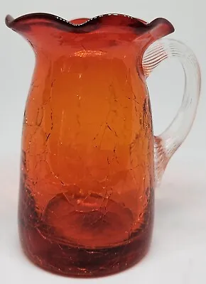 Buy Rare Frilled Mini Crackle Glass Pitcher Ruby 1949-69 3  Crystal Drop Over Handle • 12.33£