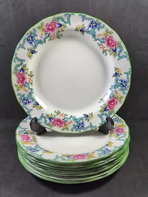 Buy Eight Royal Doulton Floradora Green 8.5   Salad Plates • 92.23£