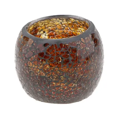 Buy Wedding Party Mosaic Amber Glass Candle Holder Tea Light Candelabra Bowl #4 • 9.34£