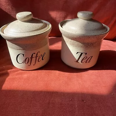 Buy John Hermansen Coffee & Tea Retro 70’s Vintage Pottery Stoneware Canisters Lid • 10£