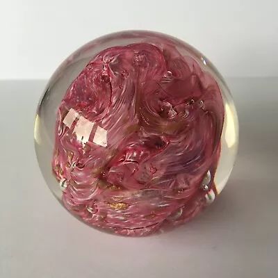 Buy Beautiful Pink Natural Swirling Design Glass Paperweight Ornament • 7.50£