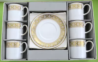 Buy Wedgwood Marguerite Gold Demitasse Coffee Cups And Saucers Boxed • 24.99£