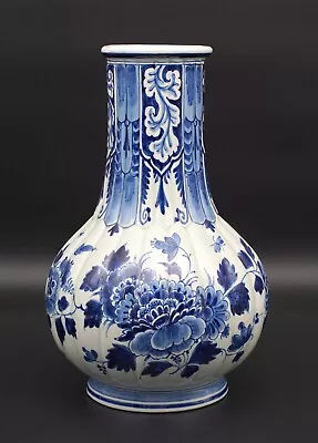 Buy PERFECT Porceleyne Fles/Royal Delft Blue & White Floral Delft Longneck Vase 1930 • 211.84£