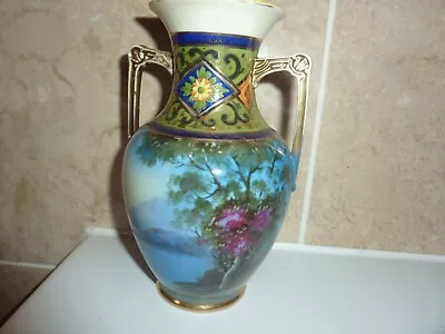 Buy Noritake Porcelain 18.5 Cm Vase With Castle Ruins ,mountain ,lake,tree Landscape • 38£