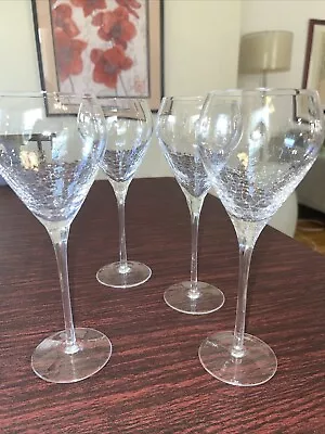 Buy 4 Pier 1 Imports Clear Crackle Wine/ Water Glasses/Goblets 9-3/4” Stunning • 69.78£