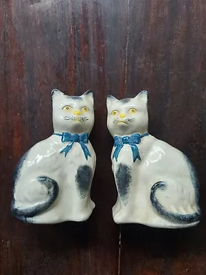 Buy Lovely Pair Staffordshire Porcelain Figurine Mantel Cats, Hand Painted . • 125£