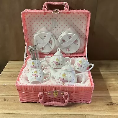 Buy Delton Fine Collectible Tea Set Pink Bella Porcelain Kids Mini Ballerina Basket • 35.09£