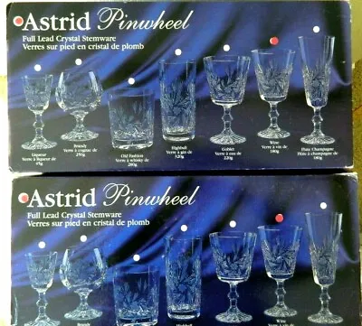 Buy Zawiercie 2 Boxes (4 Pc Each)Vtg Astrid Pinwheel Full Lead Crystal Wine Glasses  • 236.30£