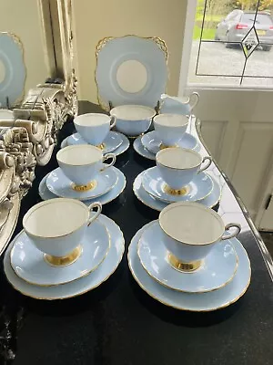 Buy Tuscan  Fine English Bone China Tea Set Light Blue 21 Pieces • 120.44£