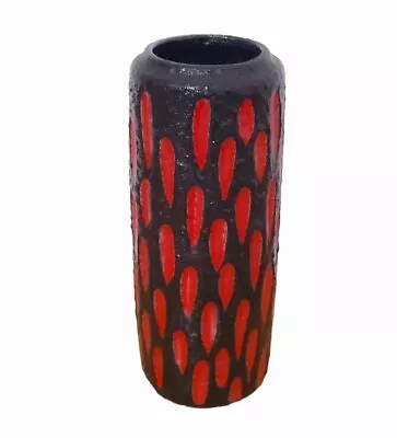 Buy Scheurich 532-28 West German Fat Lava Pottery Vase Red Black Mid-Century Vintage • 195£