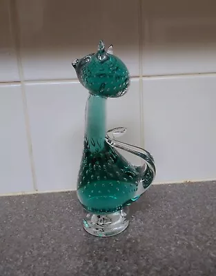 Buy Collectable Gleneagles Crystal Glass Cat Figurine Green • 20£