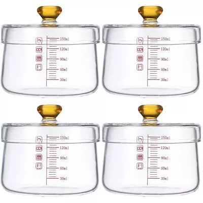 Buy  4pcs Small Glass Stew Pot With Lid Double Handle Bowl Kitchen Cookware Bowl • 29.98£