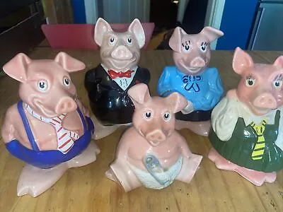 Buy Natwest Wade Money Box Pigs Full Family Set W/ 1 Stopper • 24.99£