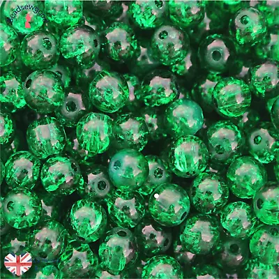 Buy 100 Glass Crackle Beads 8mm Jewellery Making Beading Crafts Choose Colour • 2.79£