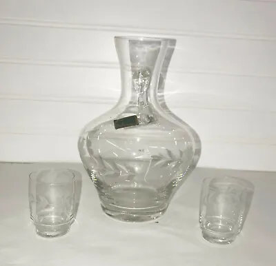 Buy VINTAGE GLAS Carafe LAUSITZER GERMANY With Pips - Cups - Etched FREE SHIPPING • 54.67£