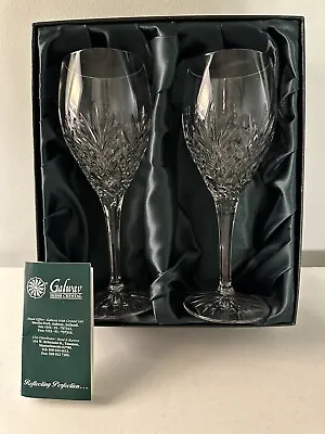 Buy Galway Irish Crystal  O'hara  Design - Set Of 2 Wine/Water Goblets New In Box • 93.70£