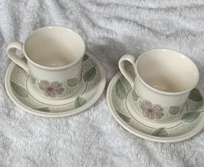 Buy Staffordshire Tableware 2 X CUP AND SAUCERS FLOWER & LEAF PATTERN • 9.99£
