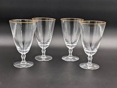 Buy Vintage Fostoria Aurora Crystal Iced Tea Glasses Goblets Gold Rim Set Of 4 • 43.22£