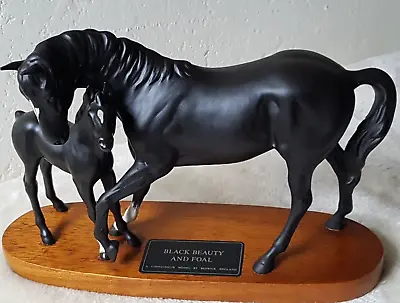 Buy Beswick Black Beauty & Foal Beautiful & Rare Connoisseur Model On Wooden Plinth • 69.99£