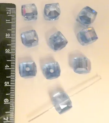 Buy Faceted Square Cube Cut Glass Crystal Beads Jewellery Making Craft Centre Hole • 3.25£