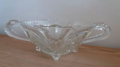 Buy Vintage Glass Fruit Vase Transparent Cut Glass 40L X 25W X12H Cm  • 20£