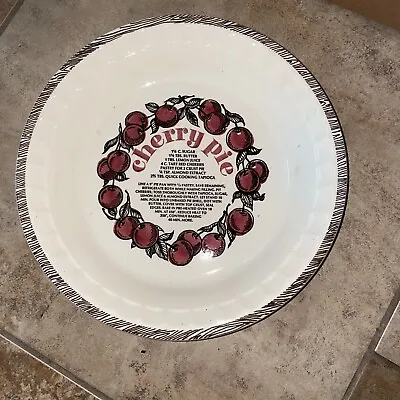 Buy Vintage  Cherry Pie Pan Plate W/ Recipe • 16.05£