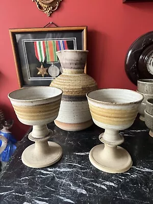 Buy Vintage Studio Stoneware Pottery Decanter & Goblets • 10£
