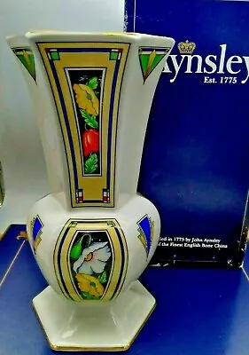Buy Large Aynsley Art Deco Vase Anniversary Collection Bright Colours 10  Boxed • 13.50£