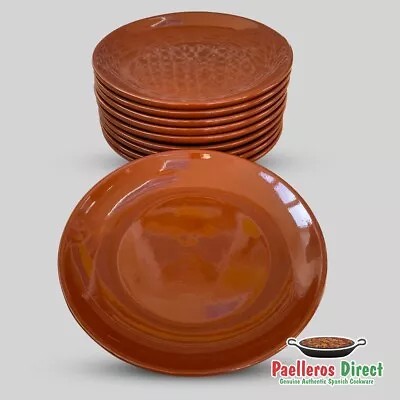 Buy Set Of 10 Authentic Spanish Terracotta Plates - 23cm Diameter • 49.99£